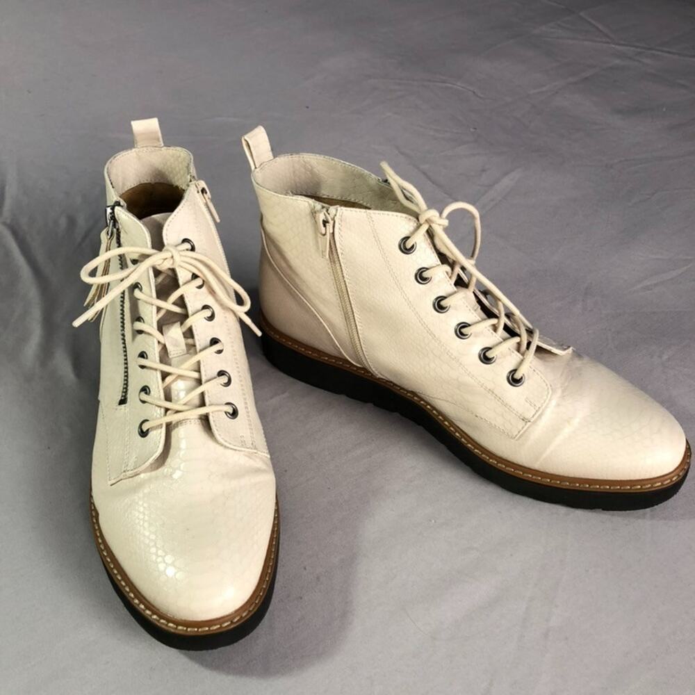 Naturalizer Womens Size 12 Eeva Faux Snake Skin White Ankle Boot Double Zipper